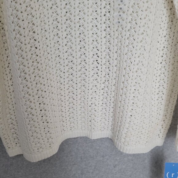 Relativity Womens Crochet Knit Sweater Top Size 1X White Cottagecore Boho NWT - Picture 4 of 16